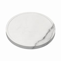 [送料無料]天然素材調のマルチトレー（キャスター付）1個 丸型30cm　ホワイトマーブル（TR-CS-300WHT）