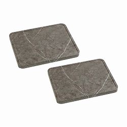 [送料無料]天然素材調のマルチトレー（キャスター付） 2個セット 角型40cm グレーマーブル（TR-CS-2P-400GRY）