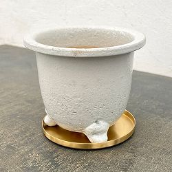 RAKU プランター 白 K-105（直径約14cm）・受け皿付き