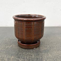エンシェント ポット アンド ソーサー Sサイズ ブラウン（直径10cm、高さ19.2cm）