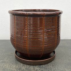 エンシェント ポット アンド ソーサー XLサイズ ブラウン（直径22.5cm、高さ20.2cm）