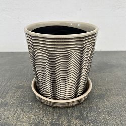 パルサー ポット アンド ソーサー Mサイズ ブラック（直径13.5cm×高さ14cm）