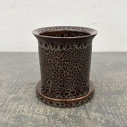 フレック ポット アンド ソーサー：グレー／Sサイズ（直径11.5cm、高さ12.5cm）