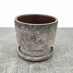 クラック ポット アンド ソーサー Sサイズ ブラック（直径10.8cm、高さ10cm）