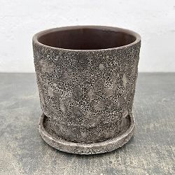 クラック ポット アンド ソーサー Mサイズ ブラック（直径13.8cm、高さ14cm）