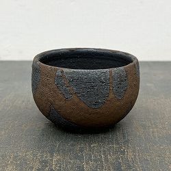 信楽焼き：金彩流し丸 S（直径約9cm）