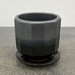 信楽焼き：デネブ グラファイト（直径約12.5cm）・受け皿付