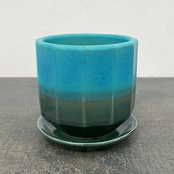 信楽焼き：デネブ ターコイズ（直径約12.5cm）・受け皿付