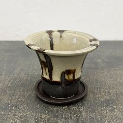信楽焼き：スワロポット グレー（直径約10.3cm）・受け皿付
