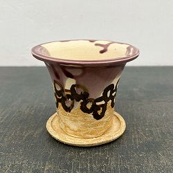 信楽焼き：スワロポット パープル（直径約10.3cm）・受け皿付