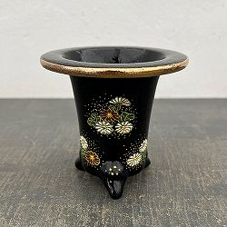 オモト鉢：錦鉢　菊（きく）・黒【268745】／外径11cm（内径7.8cm）