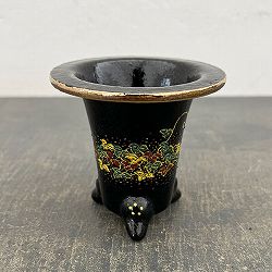 オモト鉢：錦鉢　蔦（つた）・黒【268746】／外径9.5cm（内径6.8cm）