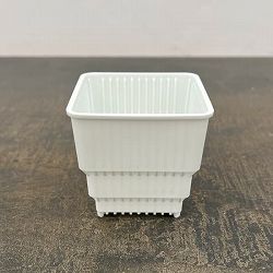 すごい根：メッシュ構造プラバチ　スクエアショート(ホワイト)　2.5号　10個入り