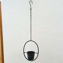 オーバルアイアンポットDGY（UF758）幅20cm、高さ26cm（内径9.5cm）