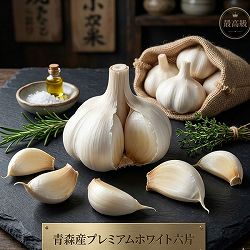 [26年10月中下旬予約]ニンニク：ホワイト六片　青森産ニンニク1芽　苗2.5号ポット 6株セット