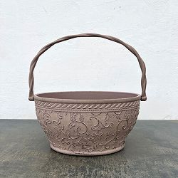 ミニローズオーバルバスケットBE / ベージュ（FC055BE）幅31cm、高さ14cm