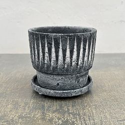 レリーフポット アンド ソーサー Sサイズ ブラック（直径10.8cm、高さ10cm）