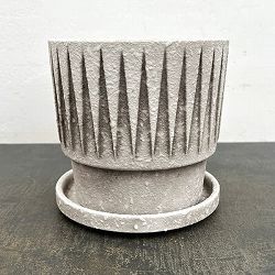 レリーフポット アンド ソーサー Lサイズ ホワイト（直径17cm、高さ17m）