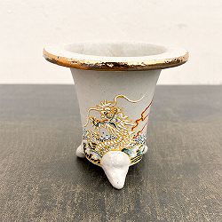 オモト鉢：錦鉢　龍（りゅう）・白【273161】／外径10.5cm（内径7.5cm）