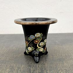 オモト鉢：錦鉢　菊（きく）・黒【273163】／外径10.5cm（内径7.5cm）
