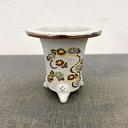 オモト鉢：錦鉢　菊（きく）・白【273164】／外径10.5cm（内径7.5cm）