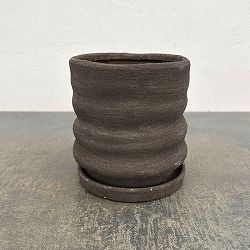 ピサロ：黒マットM（直径約14cm）・受け皿付