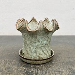 タロンポット アンド ソーサー Sサイズ ホワイト（幅13.5cm、高さ12.8cm）