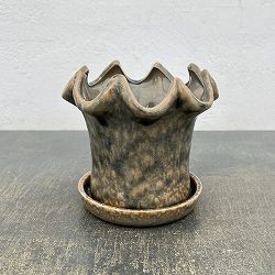 タロンポット アンド ソーサー Sサイズ グレー（幅13.5cm、高さ12.8cm）