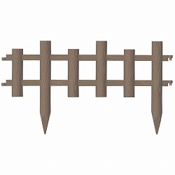 ガーデンフェンス木目調60型ブラウン3枚入り（高さ33.5cm、幅61cm）