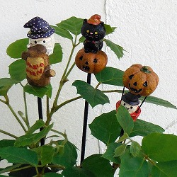 ハロウィンピック：パンプキン＆白おばけ＆黒猫3本セット（HW1275）